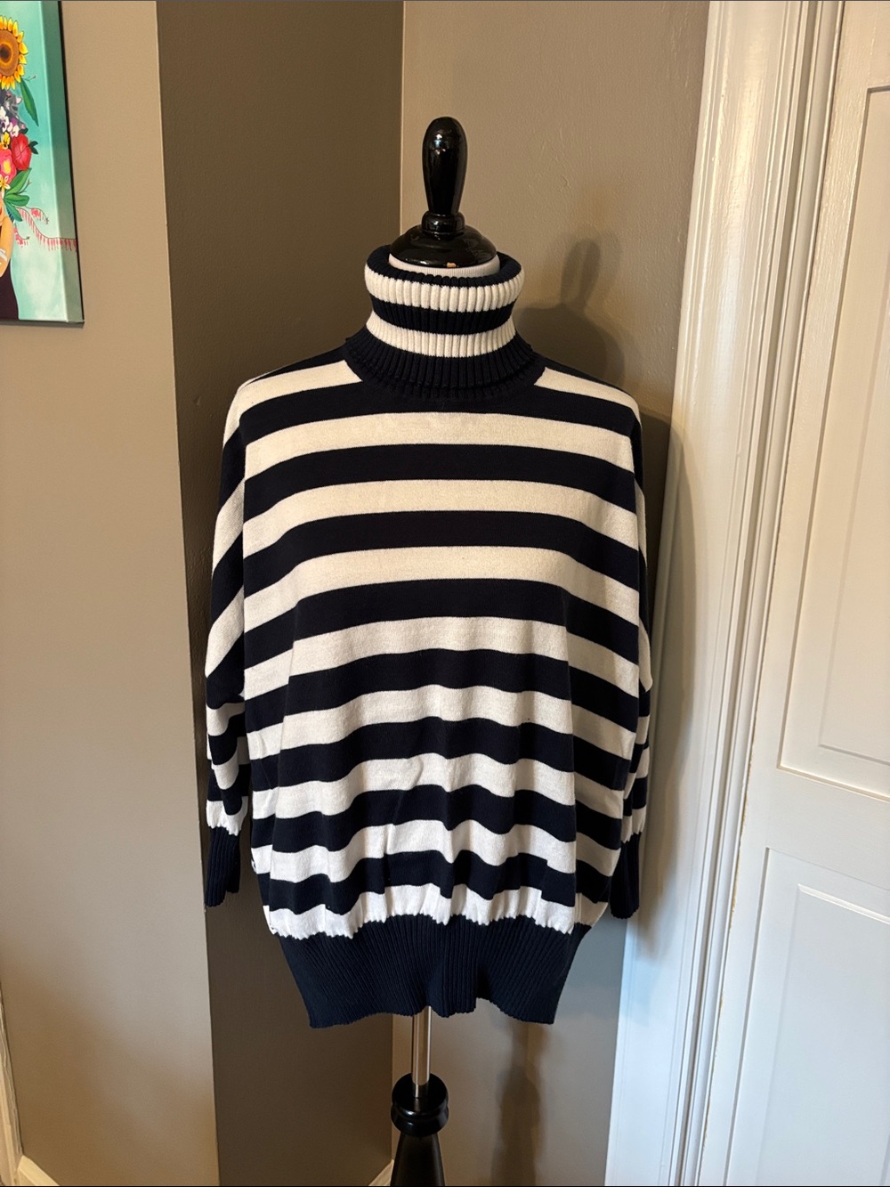 Mersea Catalina Turtleneck Sweater - Navy & White Stripe
